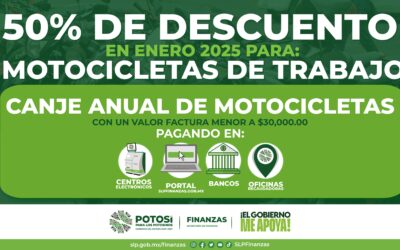 GOBIERNO DEL ESTADO BRINDA APOYO A MOTOCICLISTAS CON DESCUENTO EN CANJE ANUAL• El 50 por ciento de descuento, aplica para motocicletas con valor de hasta 30 mil pesos y para personas adultas mayores